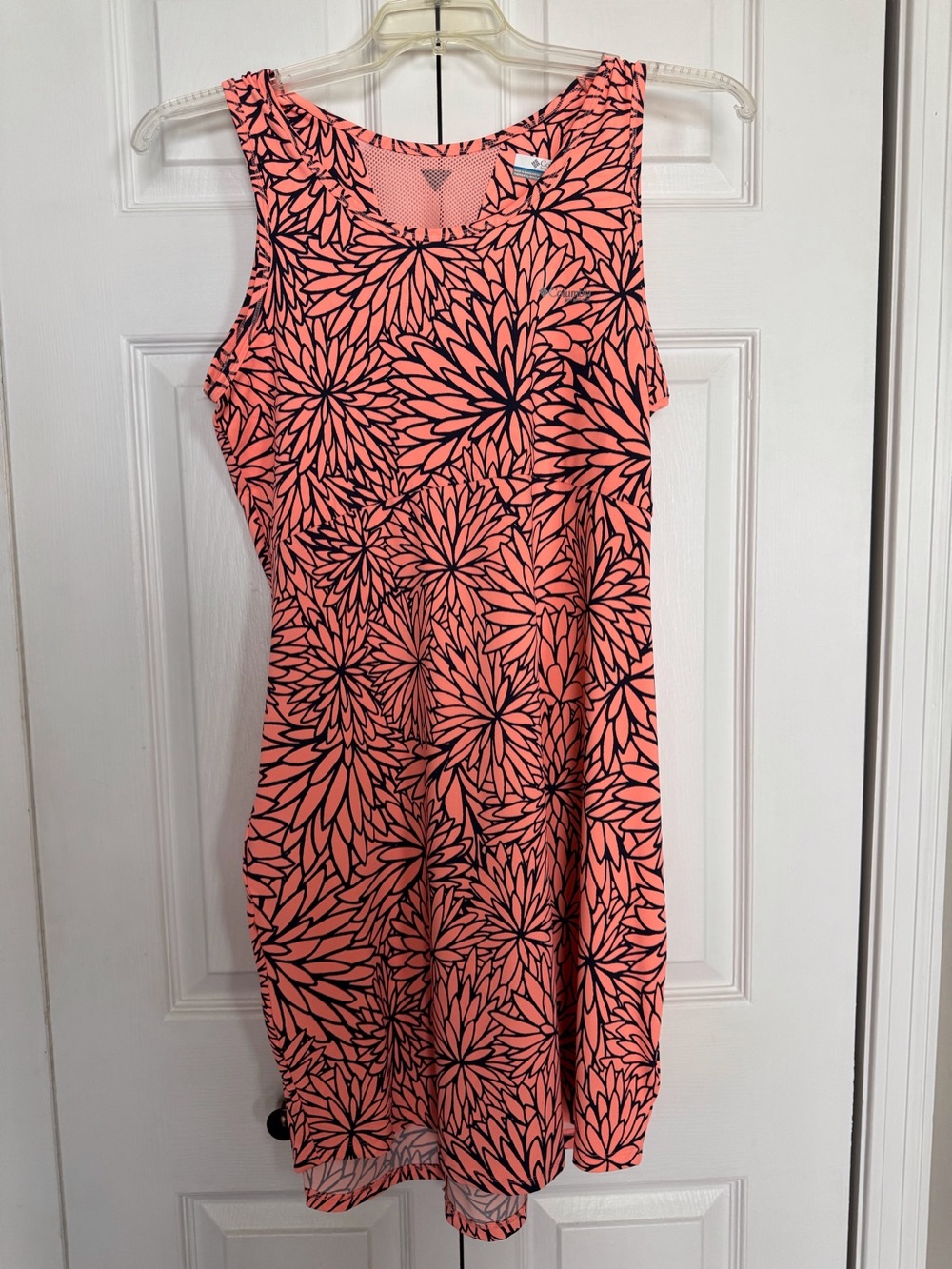 NWOT fluorescent orange and navy lightweight sleeveless dress. Never worn.